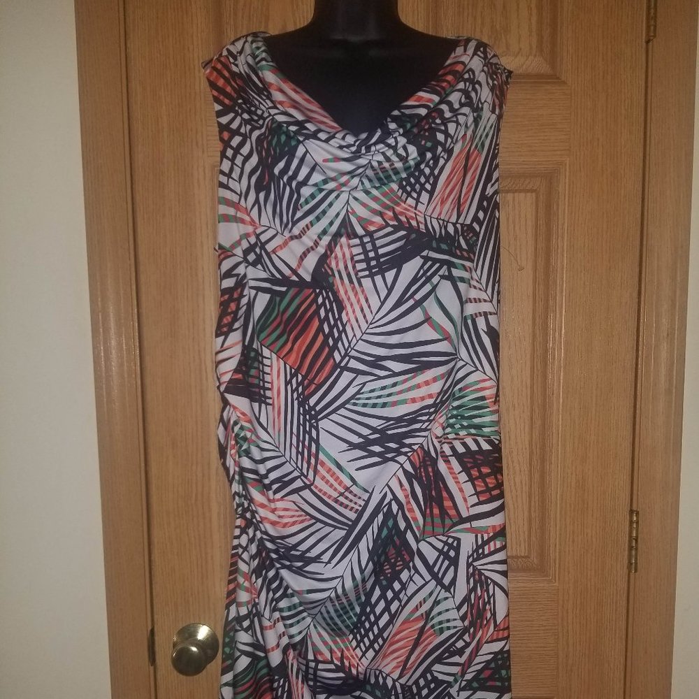 Triste Lined Sleeveless Draped Dress With Side Rauching Detail Sz 2X NWO…